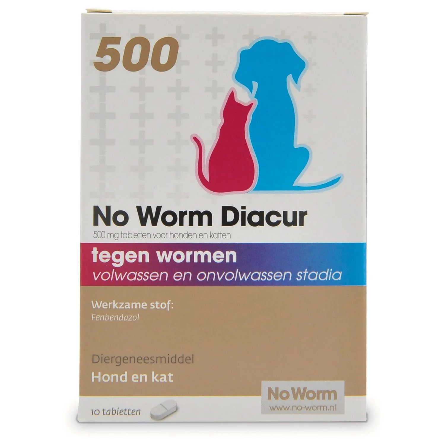 No Worm Diacur 500 Hond En Kat - Anti Wormenmiddel - 10 Tab