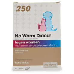 No Worm Diacur 250 Hond En Kat - Anti Wormenmiddel - 10 Tab