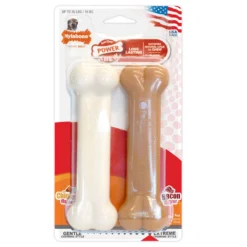 Nylabone Chew Twin Pack Wolf - Hondenspeelgoed - Kip Bacon Wit Roze Voor Honden Tot 16 Kg M