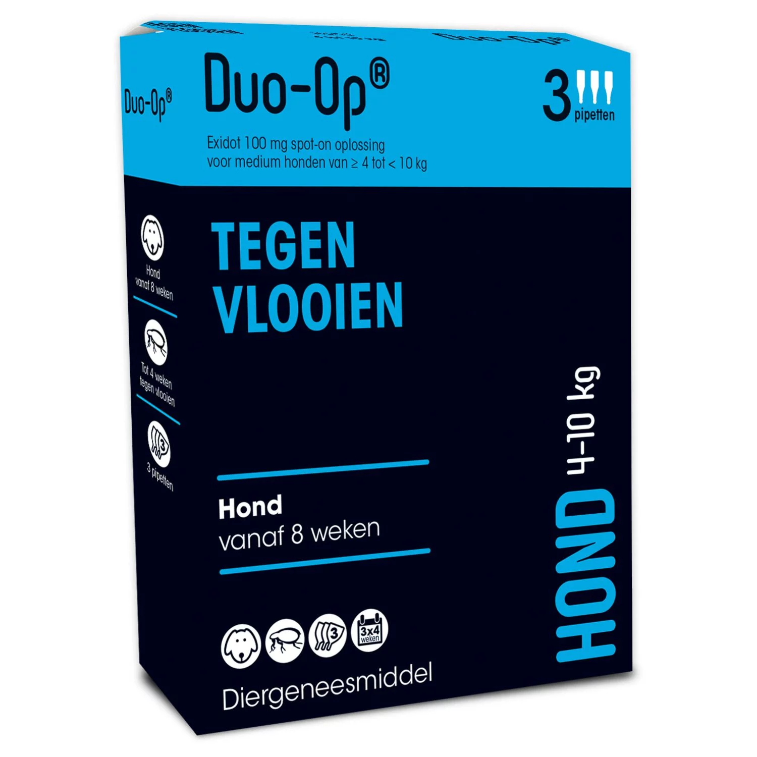 Duo-Op 100mg Hond Tegen Vlooien 4-10 Kg - Anti Vlooienmiddel - 3 Pip