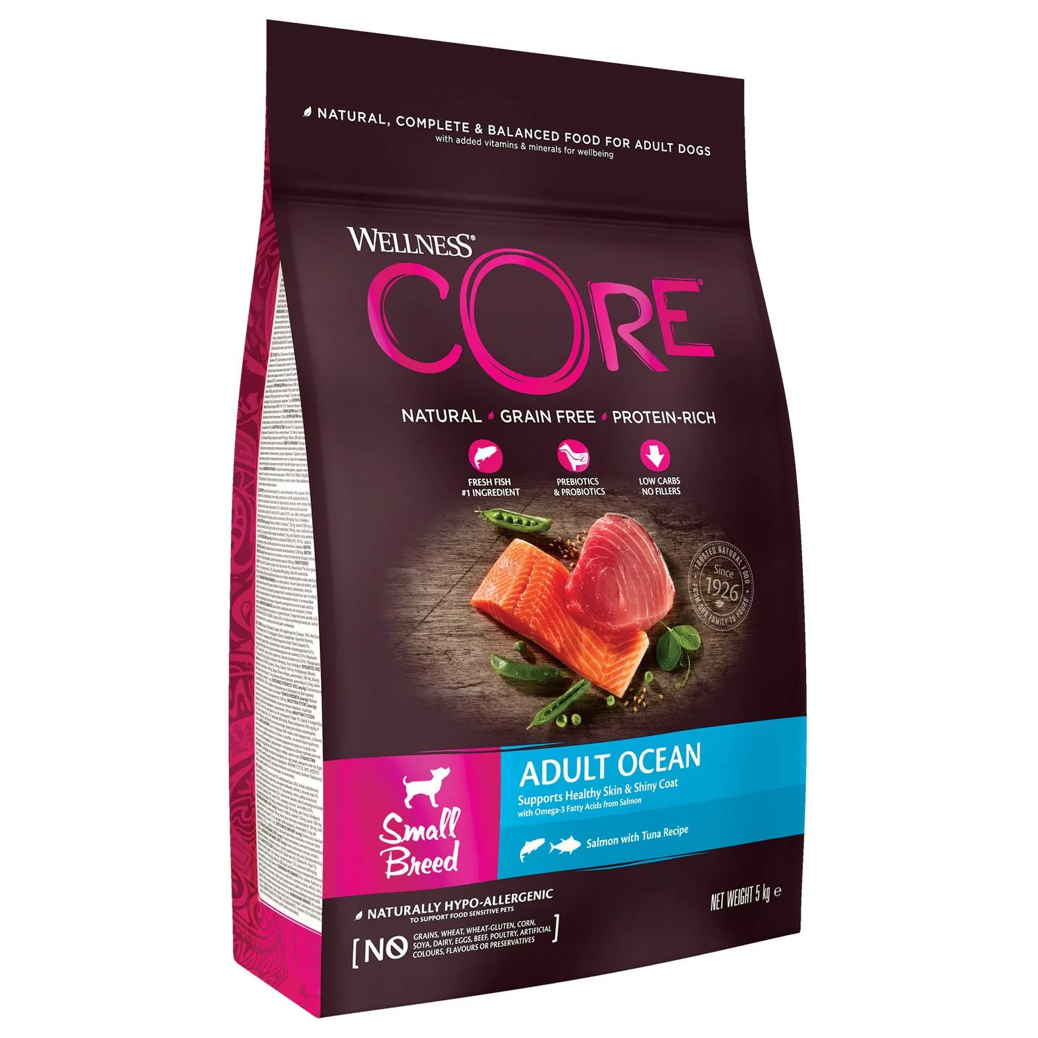 Wellness Core Grain Free Dog Small Breed Adult Ocean - Hondenvoer - Zalm Tonijn 5 Kg - Afbeelding 3