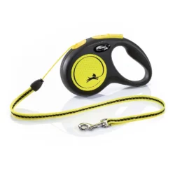 Flexi Rollijn New Classic Neon S Koord - Hondenriem - 5 M Zwart Geel S