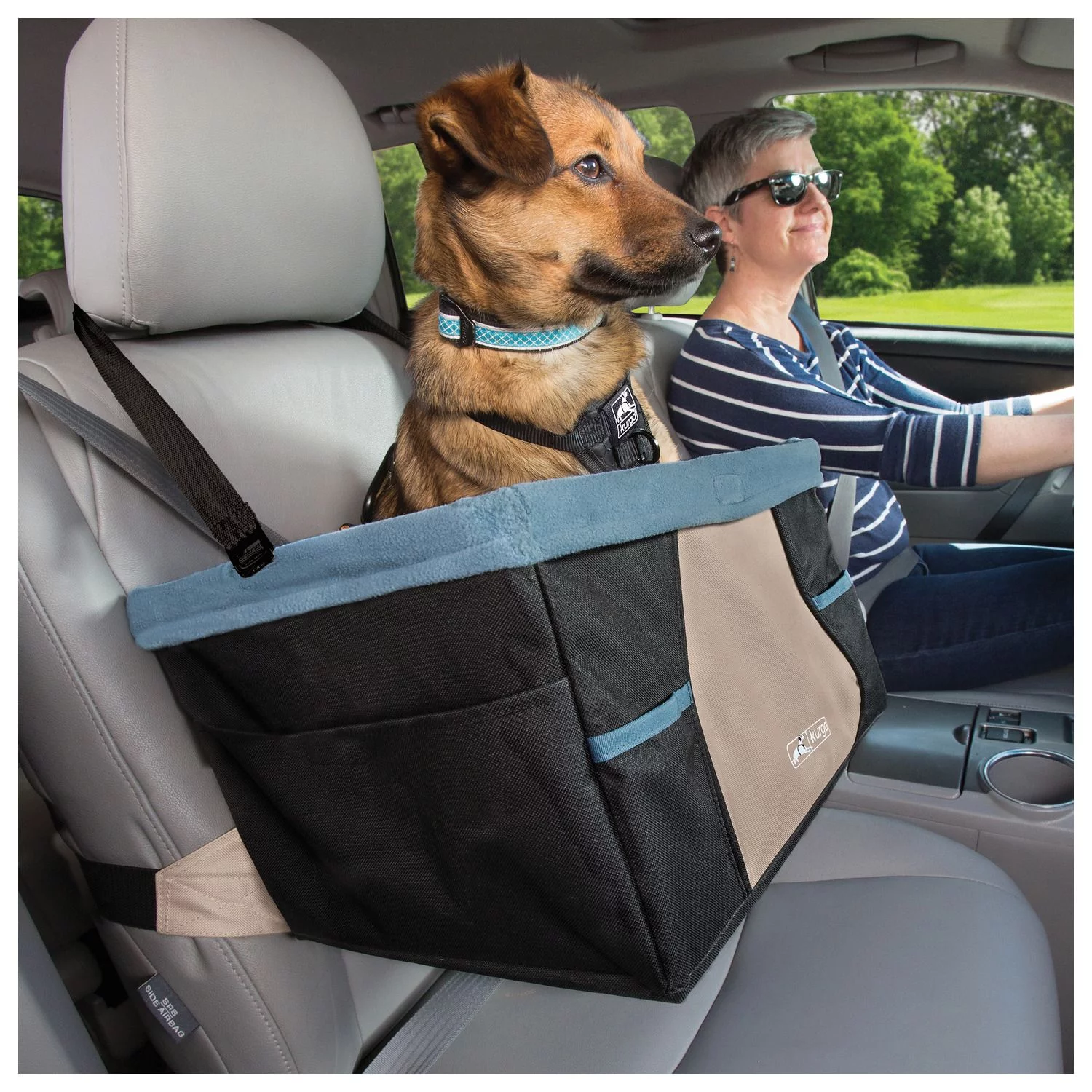 Kurgo Rover Booster Seat - Hondenautoaccessoire - Zwart Beige Tot 13.6 Kg - Afbeelding 2