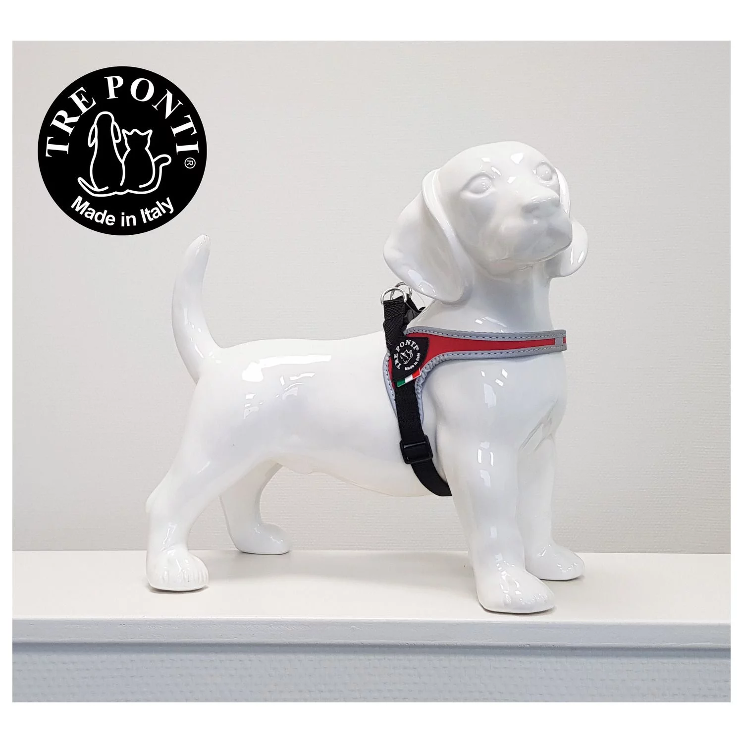 Tre Ponti Fibbia Basic Tuig Rood&Reflectie - Hondenharnas - Afbeelding 4