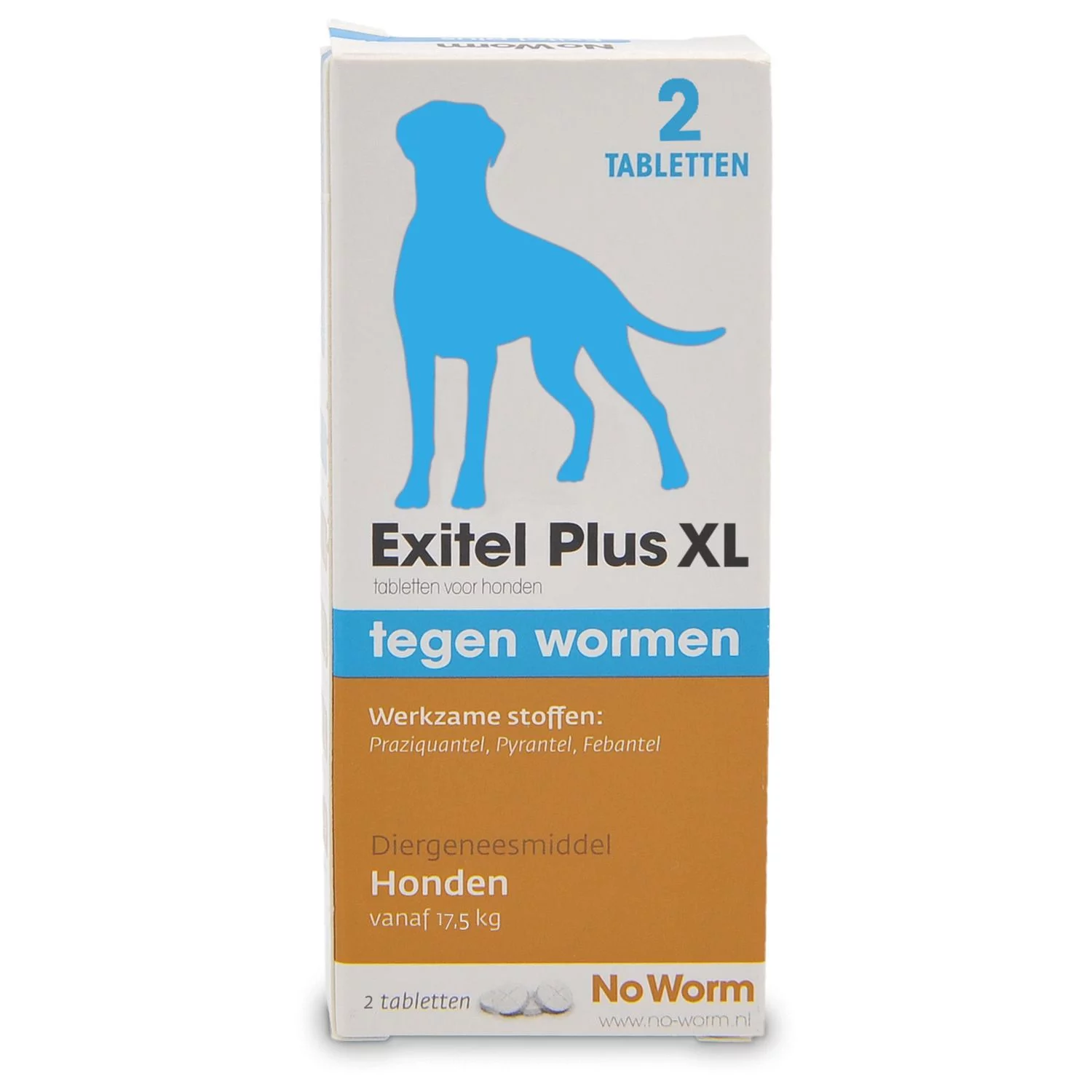 No Worm Exitel Plus Xl Hond Vanaf 17.5 Kg - Anti Wormenmiddel - 2 Tab