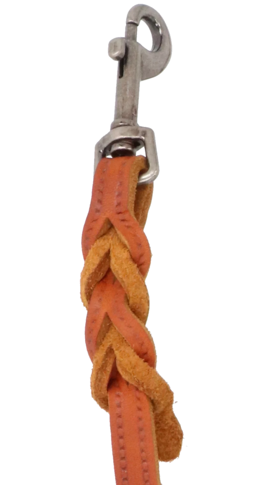 Adori Looplijn Vetleer Met Vlecht Cognac - Hondenriem - Afbeelding 3