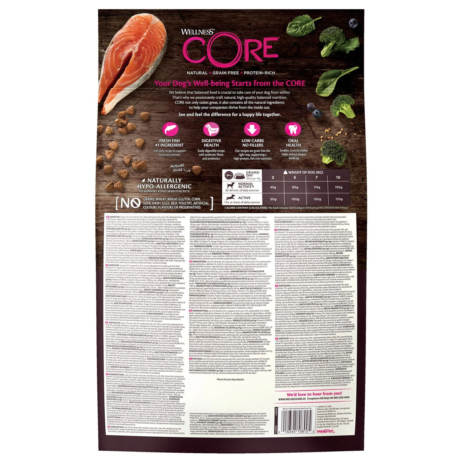 Wellness Core Grain Free Dog Small Breed Adult Ocean - Hondenvoer - Zalm Tonijn 5 Kg - Afbeelding 2