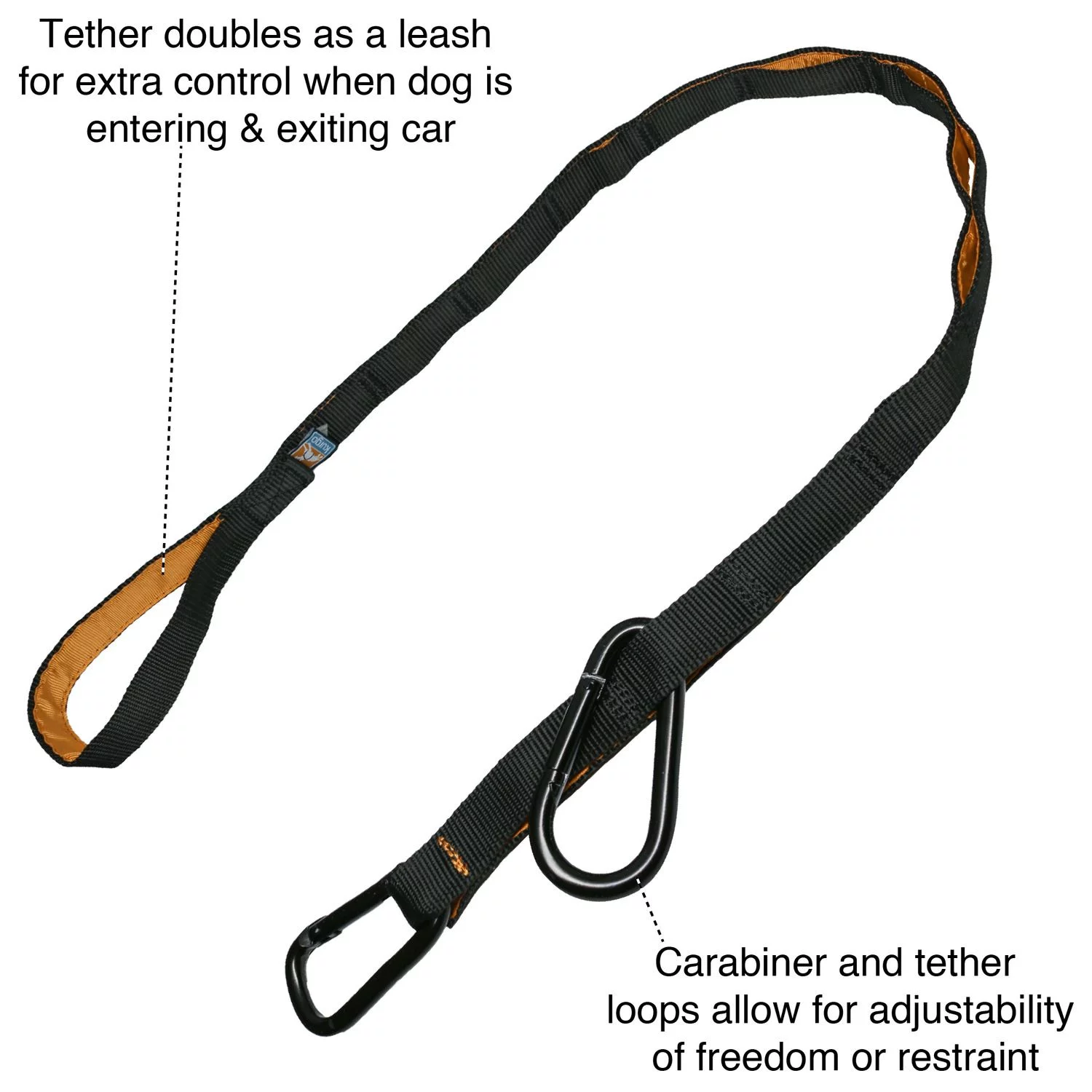 Kurgo Auto Zip Line - Hondenautoaccessoire - Zwart Oranje - Afbeelding 2