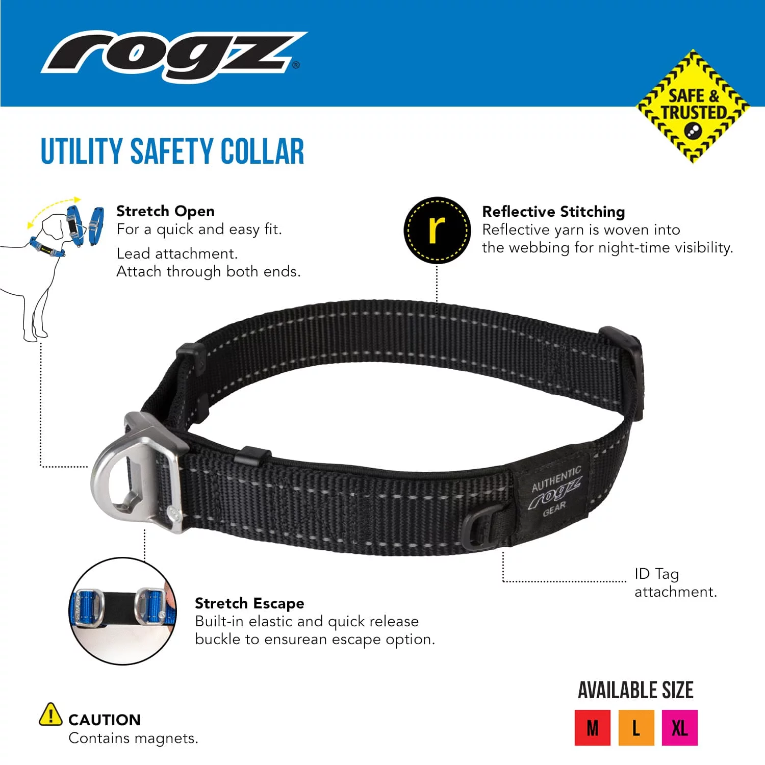 Rogz Utility Safety Halsband Blauw - Hondenhalsband - Afbeelding 2