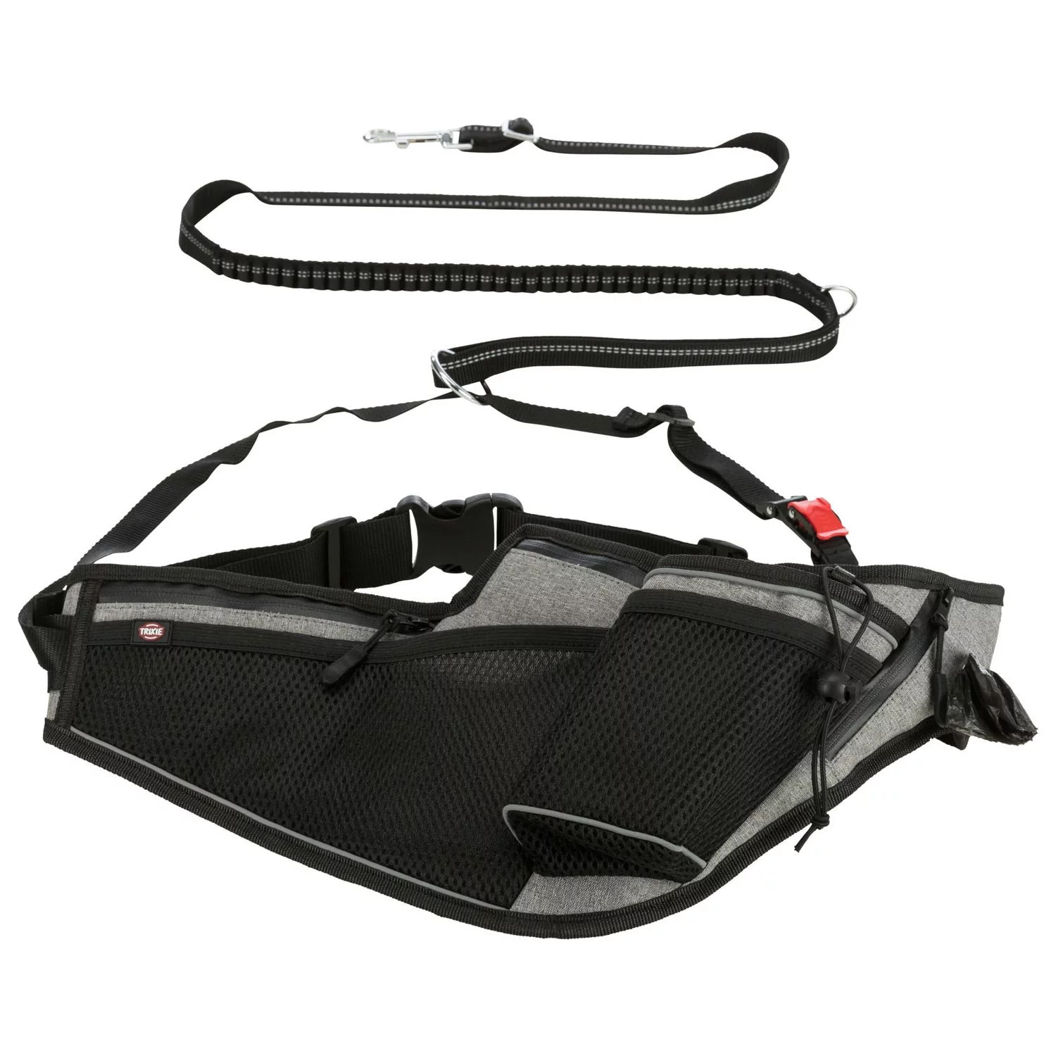 Trixie Joggingceintuur Met Riem - Hondenhardlooplijn - 70-130 Cm Grijs Zwart - Afbeelding 2