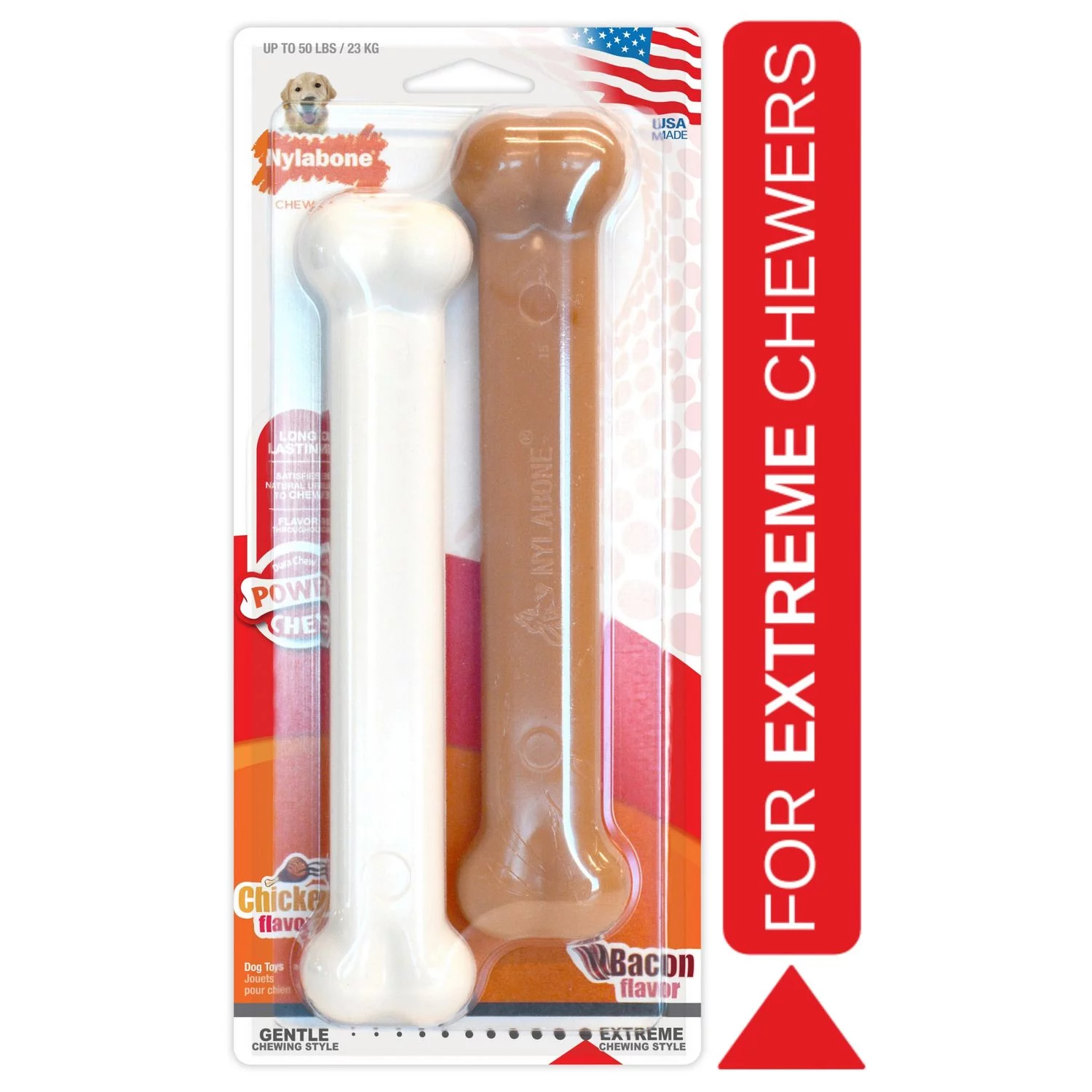 Nylabone Dura Chew Bacon And Chicken - Hondenspeelgoed - Kip Bacon Wit Roze Voor Honden Tot 23 Kg L - Afbeelding 3