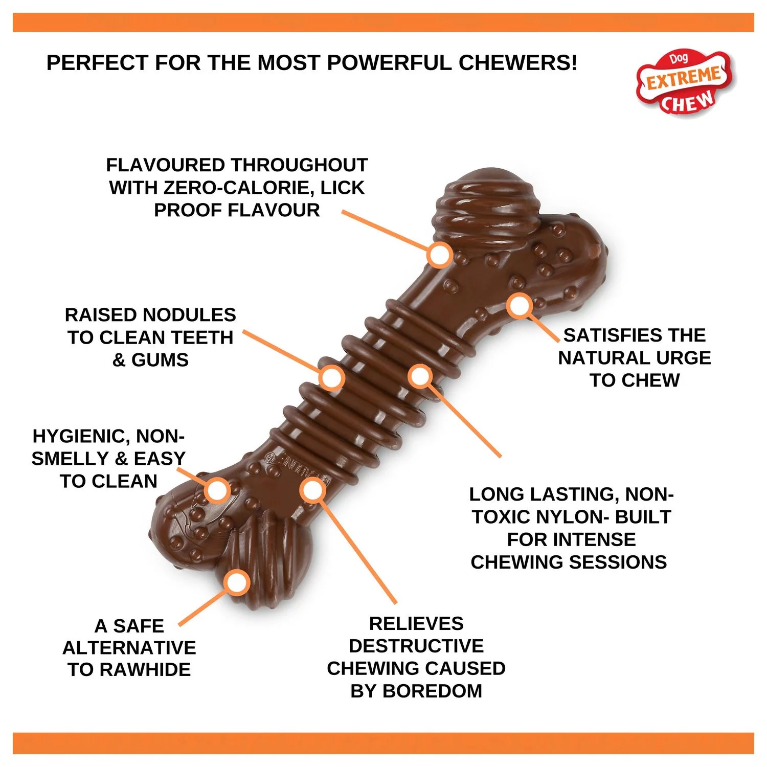 Nylabone Dura Chew Power Flavor Medley - Hondenspeelgoed - Bruin Voor Honden Tot 23kg Xl - Afbeelding 2