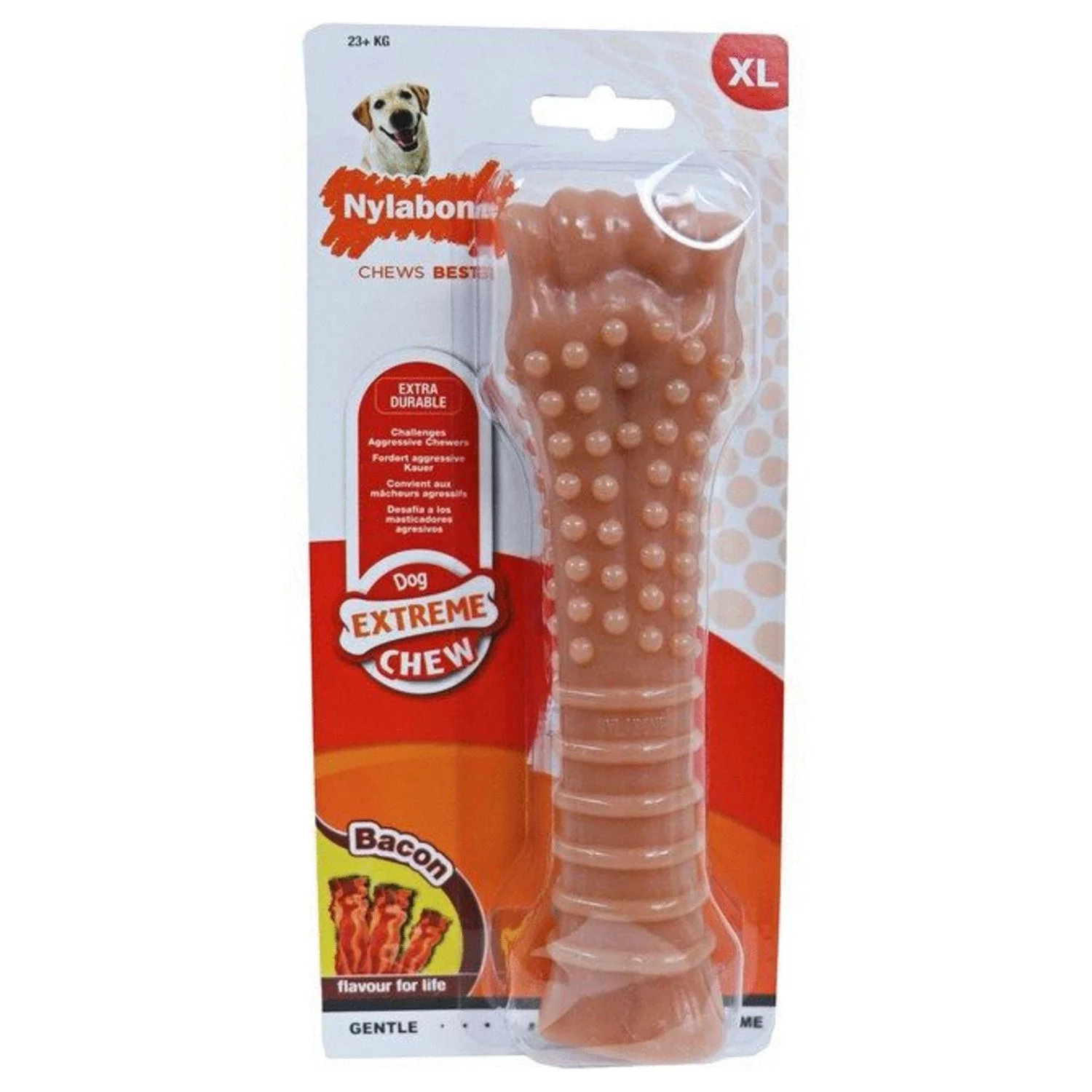 Nylabone Durable Bone Bacon Souper - Hondenspeelgoed - Bacon 19.5x5.5x3 Cm 150 G Roze Vanaf 23kg Xlarge