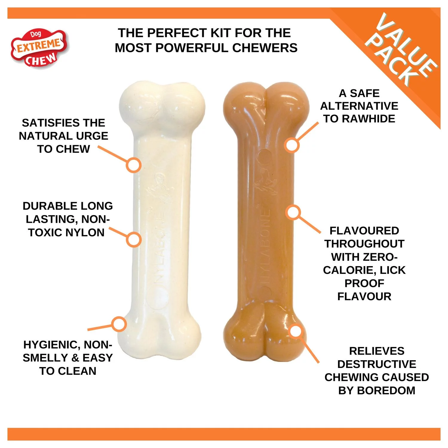 Nylabone Dura Chew Bacon And Chicken - Hondenspeelgoed - Kip Bacon Wit Roze Voor Honden Tot 23 Kg L - Afbeelding 4