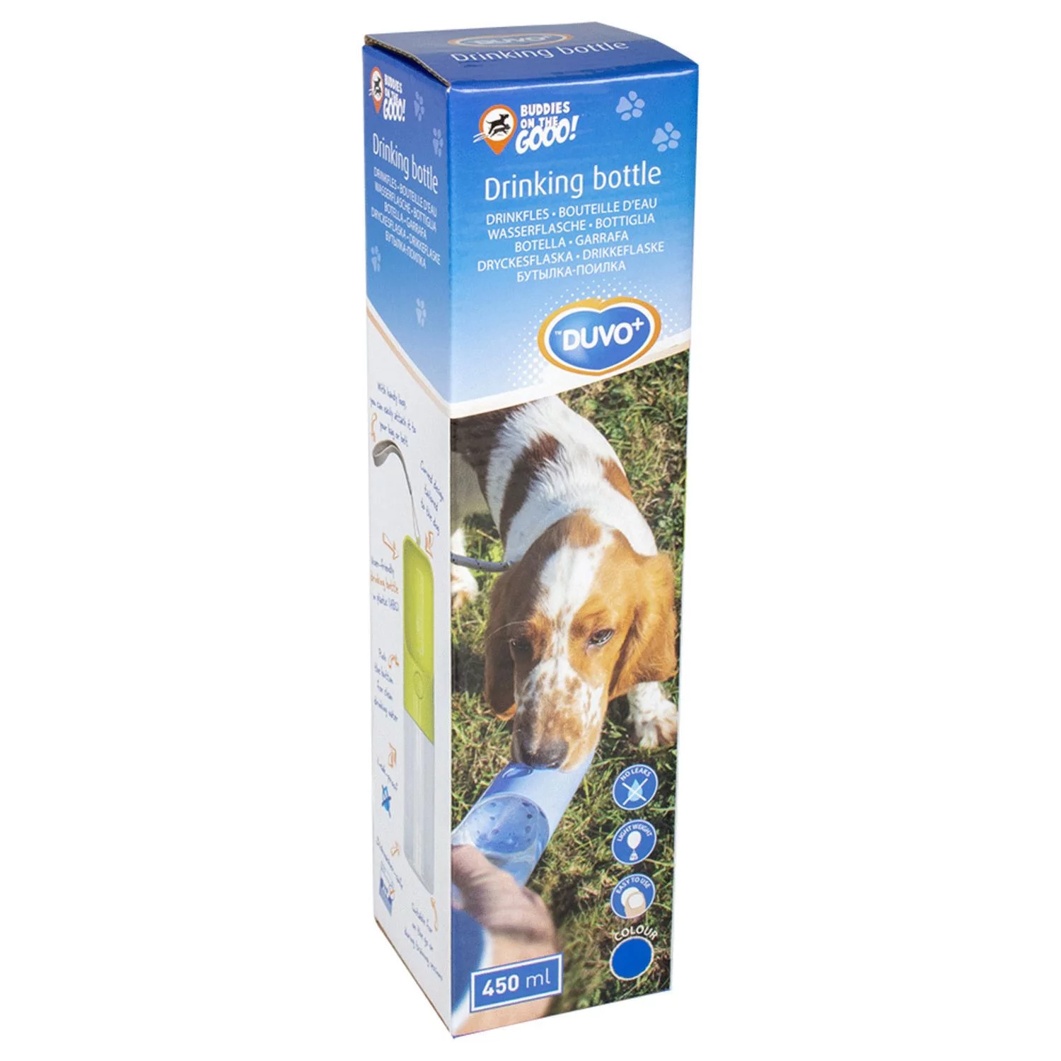 Duvo+ Drinkfles - Hondendrinkbak - 28.5x6.5x6.5 Cm 450 Ml Blauw