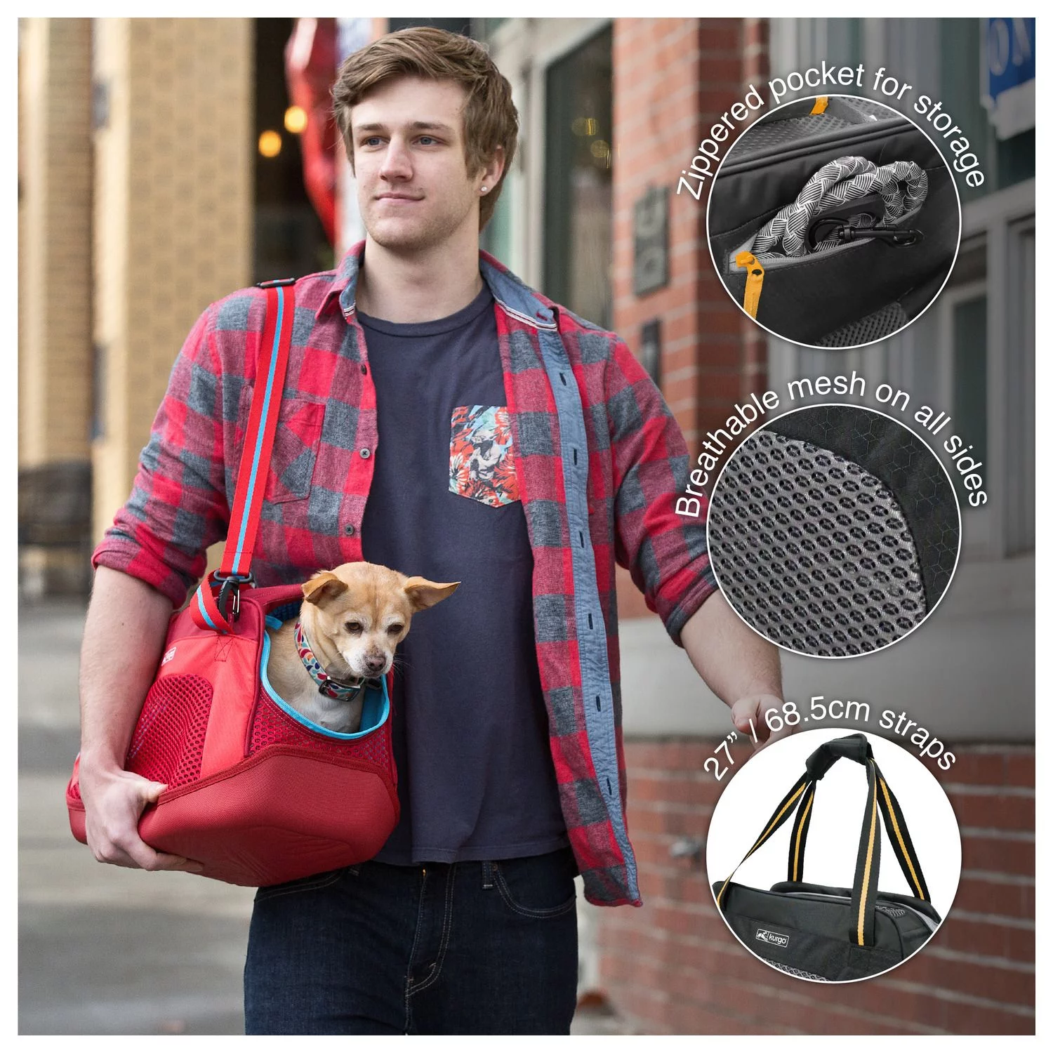 Kurgo Explorer Carrier - Hondenautoaccessoire - 46x25x25 Cm Rood Blauw S - Afbeelding 5