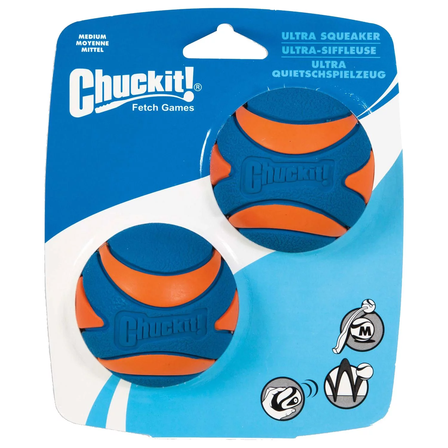 Chuckit! Chuckit Ultra Squeaker Ball Blauw&Oranje - Hondenspeelgoed