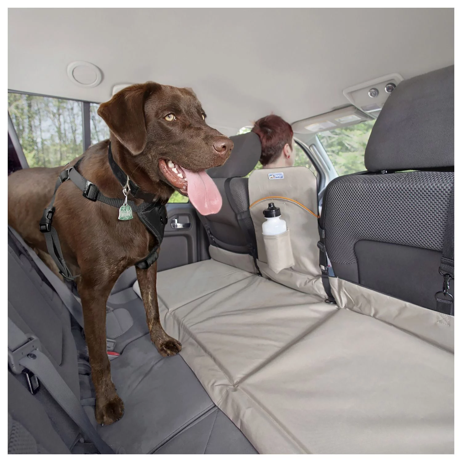 Kurgo Backseat Bridge - Hondenautoaccessoire - 132x40 Cm Beige Zwart Tot 45 Kg - Afbeelding 8