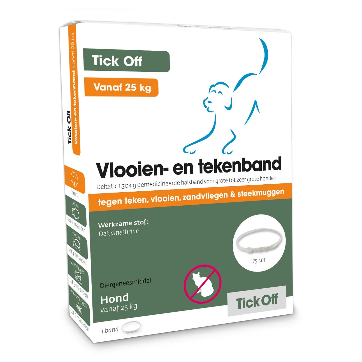 Tick Off Vlooien- En Tekenband Vanaf 25 Kg - Anti Tekenmiddel - 75 Cm > 25 Kg