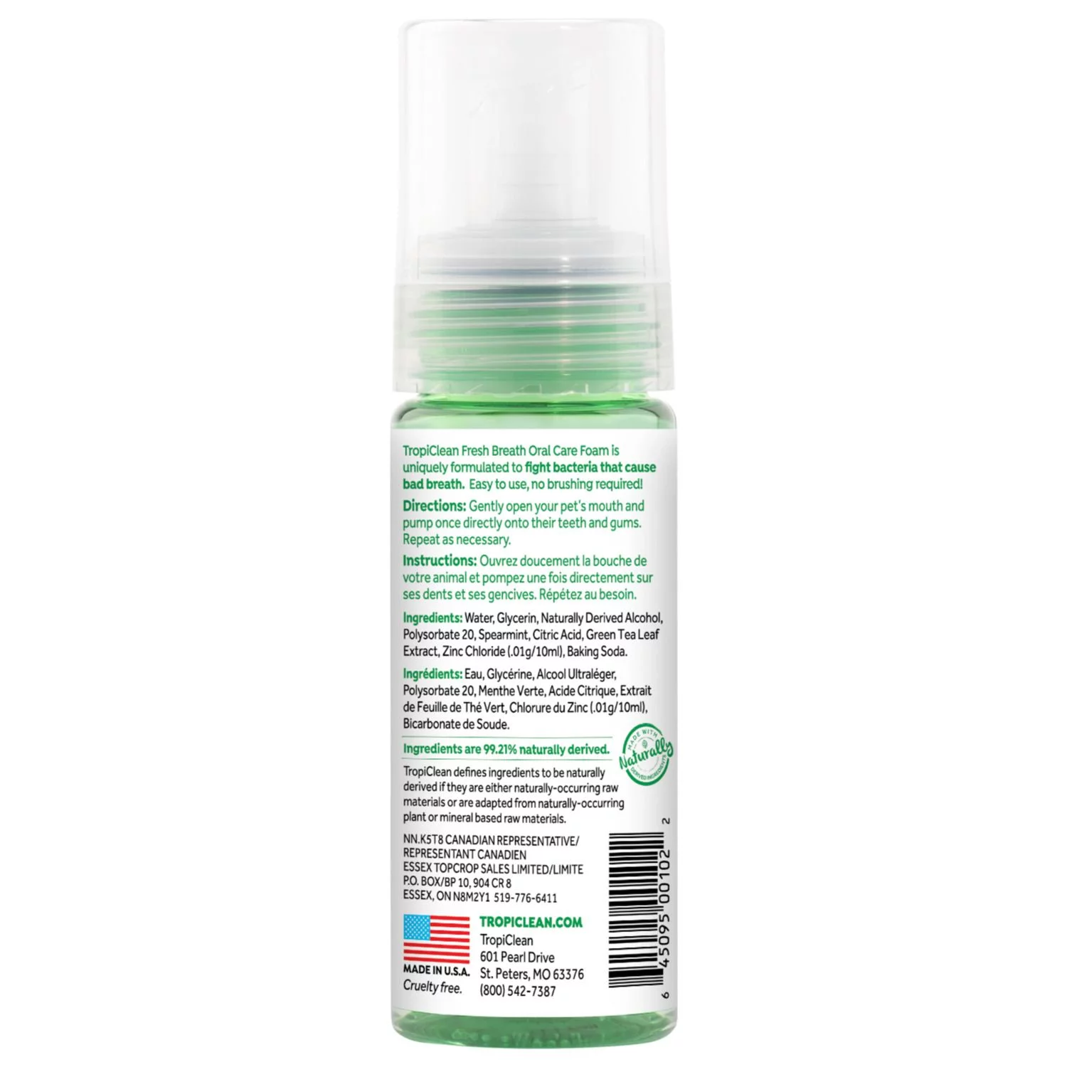 Tropiclean Fresh Breath Oral Care Foam - Gebitsverzorging - Mint 133 Ml Foam - Afbeelding 2