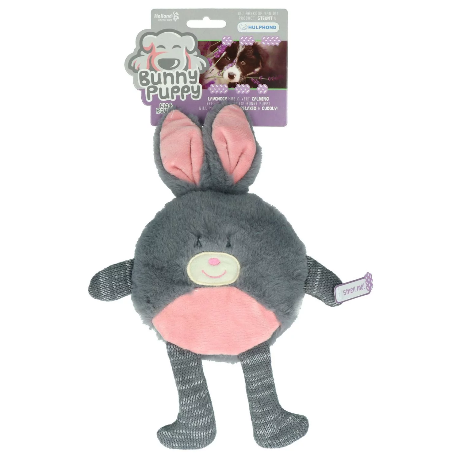 Bunny Puppy Flat Rabbit - Hondenspeelgoed - 35x17x3 Cm Grijs Roze