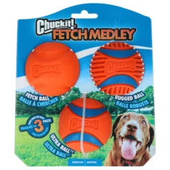 Chuckit! Chuckit Fetch Medley Gen3 - Hondenspeelgoed - Ø 6 Cm Oranje Blauw