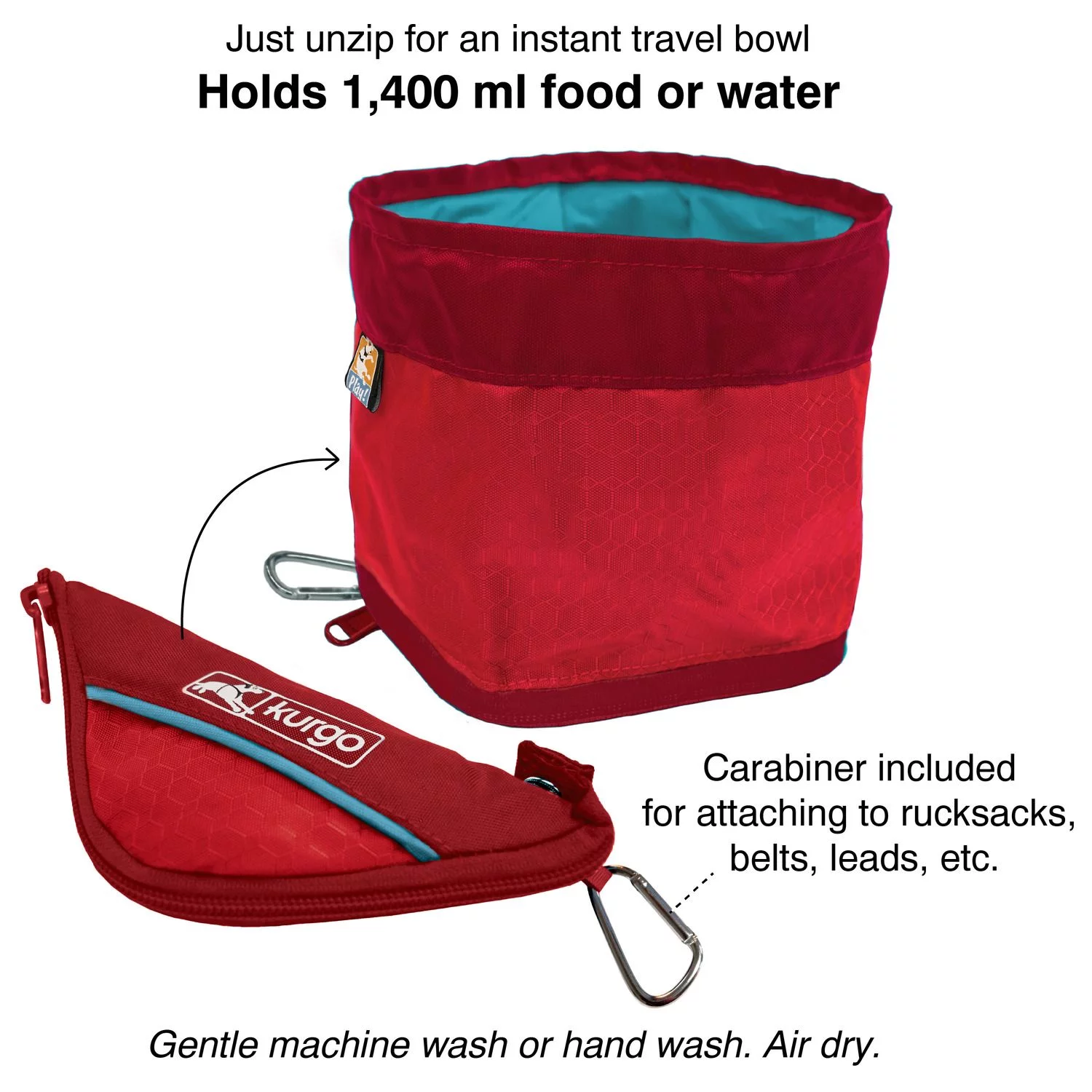 Kurgo Zippy Bowl - Opvouwbare Reisvoerbak - Hondenvoerbak - Afbeelding 3