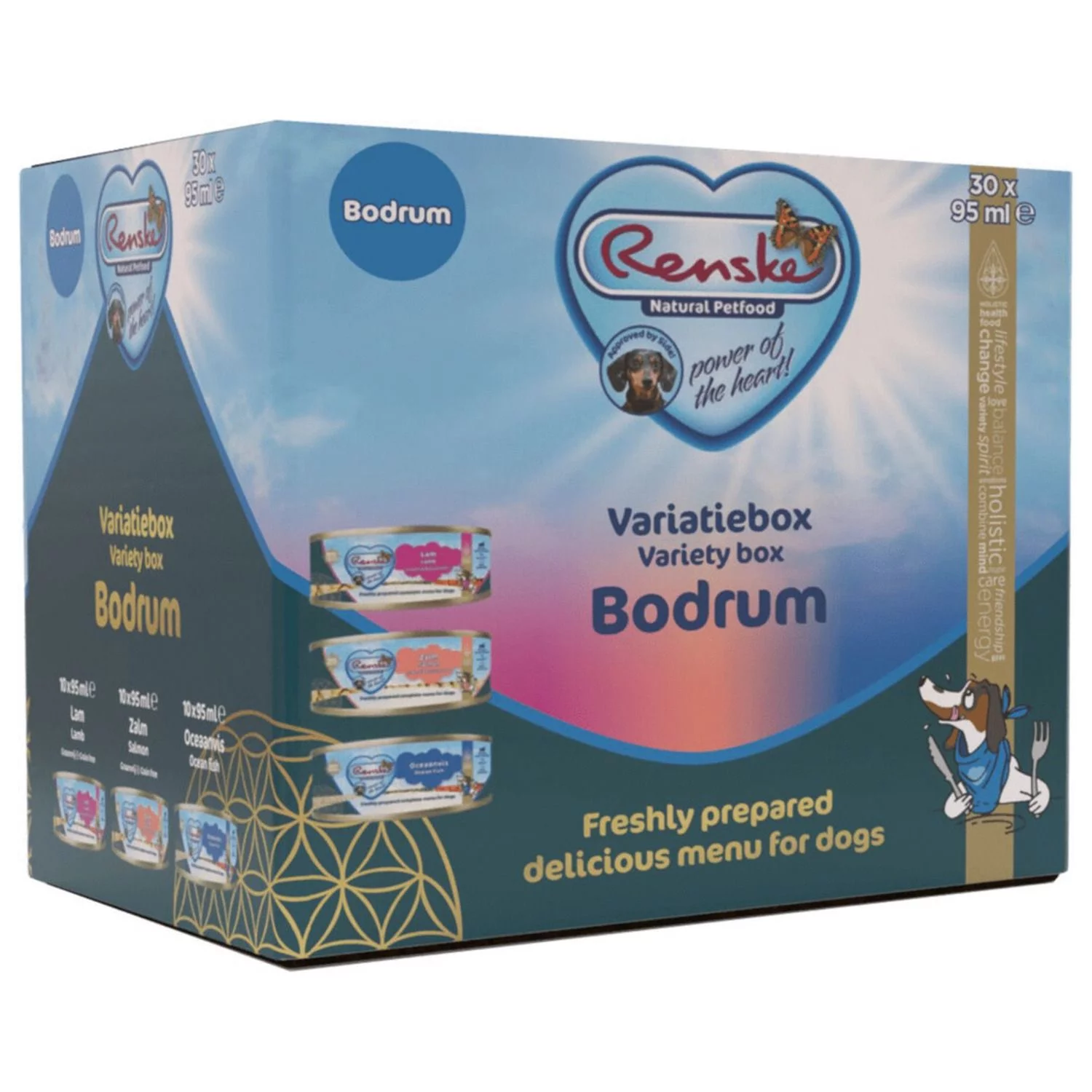 Renske Variatie Box Bodrum - Hondenvoer - Oceaanvis Zalm Lam 30x90 G Glutenvrij