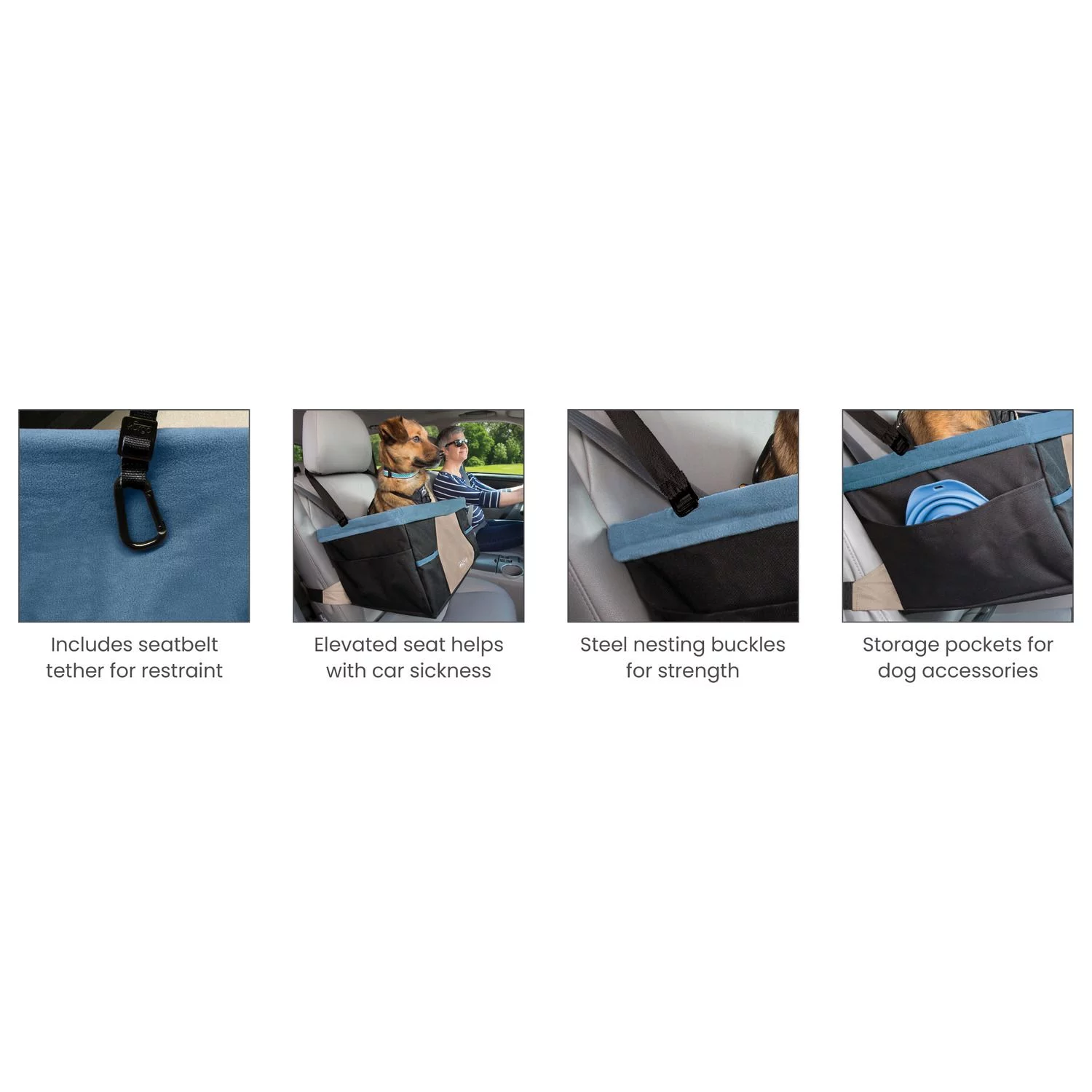 Kurgo Rover Booster Seat - Hondenautoaccessoire - Zwart Beige Tot 13.6 Kg - Afbeelding 3