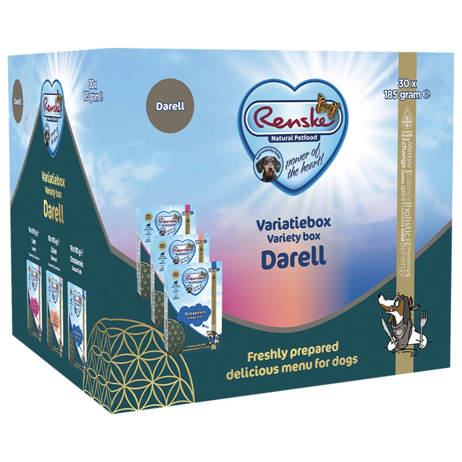 Renske Variatiebox Darell - Hondenvoer - Lam Zalm Oceaanvis 30x185 G Glutenvrij