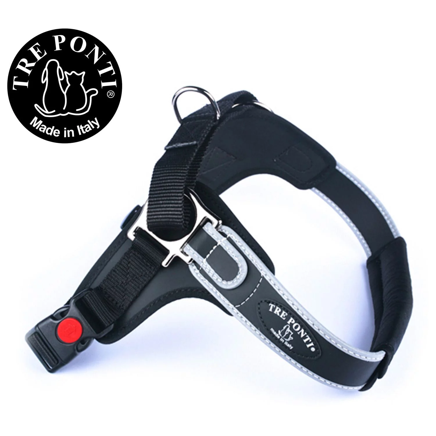 Tre Ponti Forza Tuig Zwart&Reflectie - Hondenharnas - Afbeelding 3
