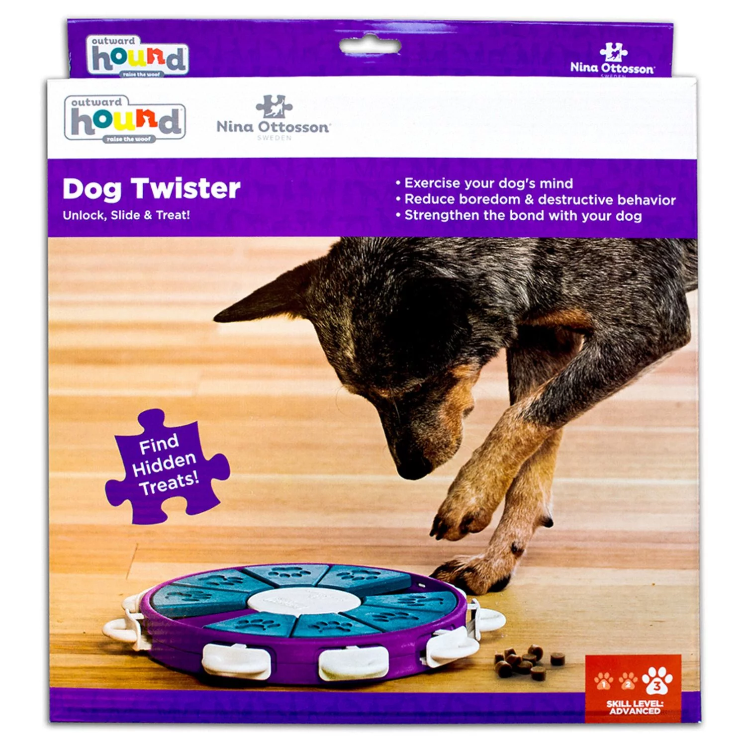 Nina Ottosson Dog Twister Prp Snack Puzzel - Hondenspeelgoed - 30x30 Cm Paars Level 3 - Afbeelding 5