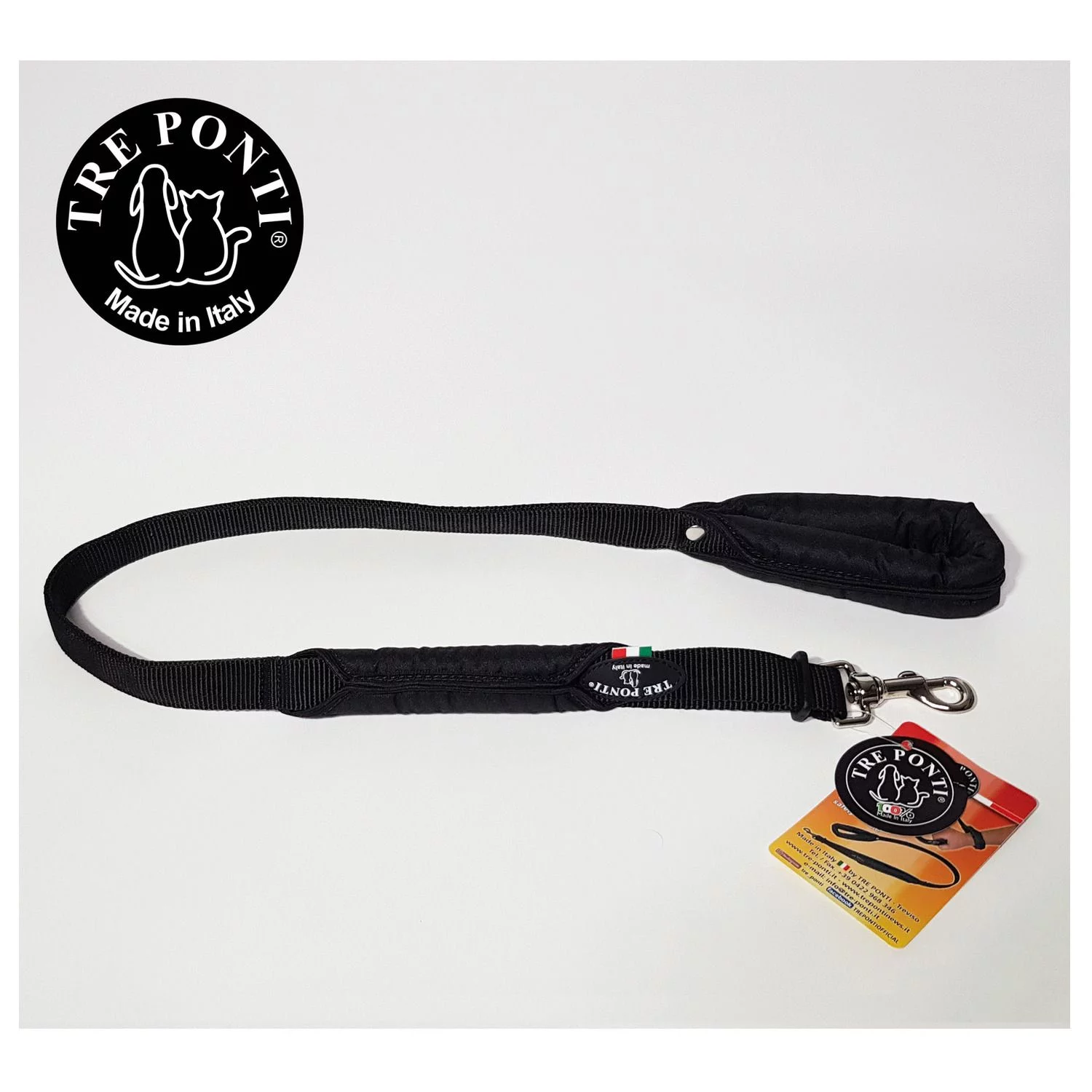 Tre Ponti Primo Powerlijn Reflecterend - Hondenriem - 100 Cm Zwart - Afbeelding 3