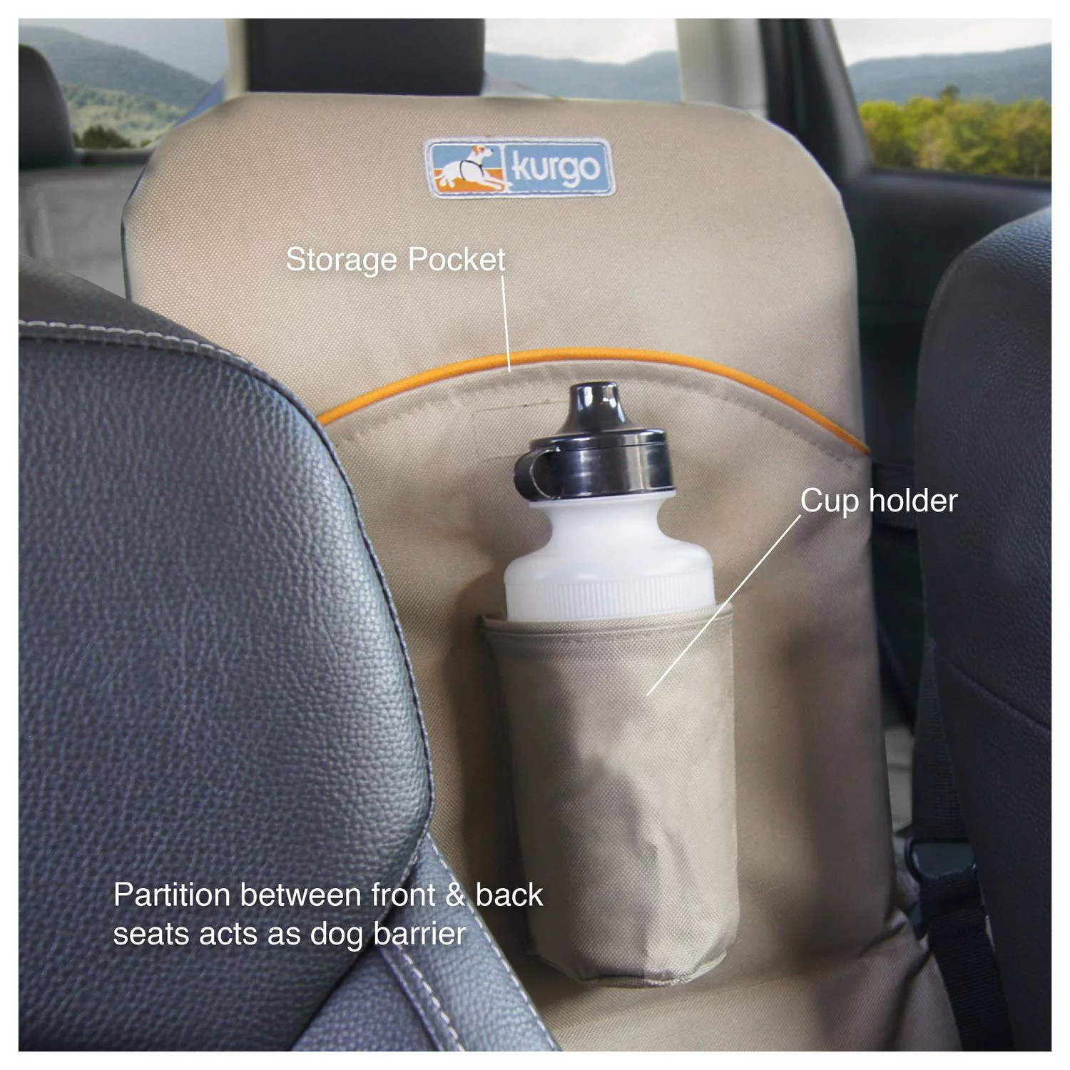 Kurgo Backseat Bridge - Hondenautoaccessoire - 132x40 Cm Beige Zwart Tot 45 Kg - Afbeelding 7