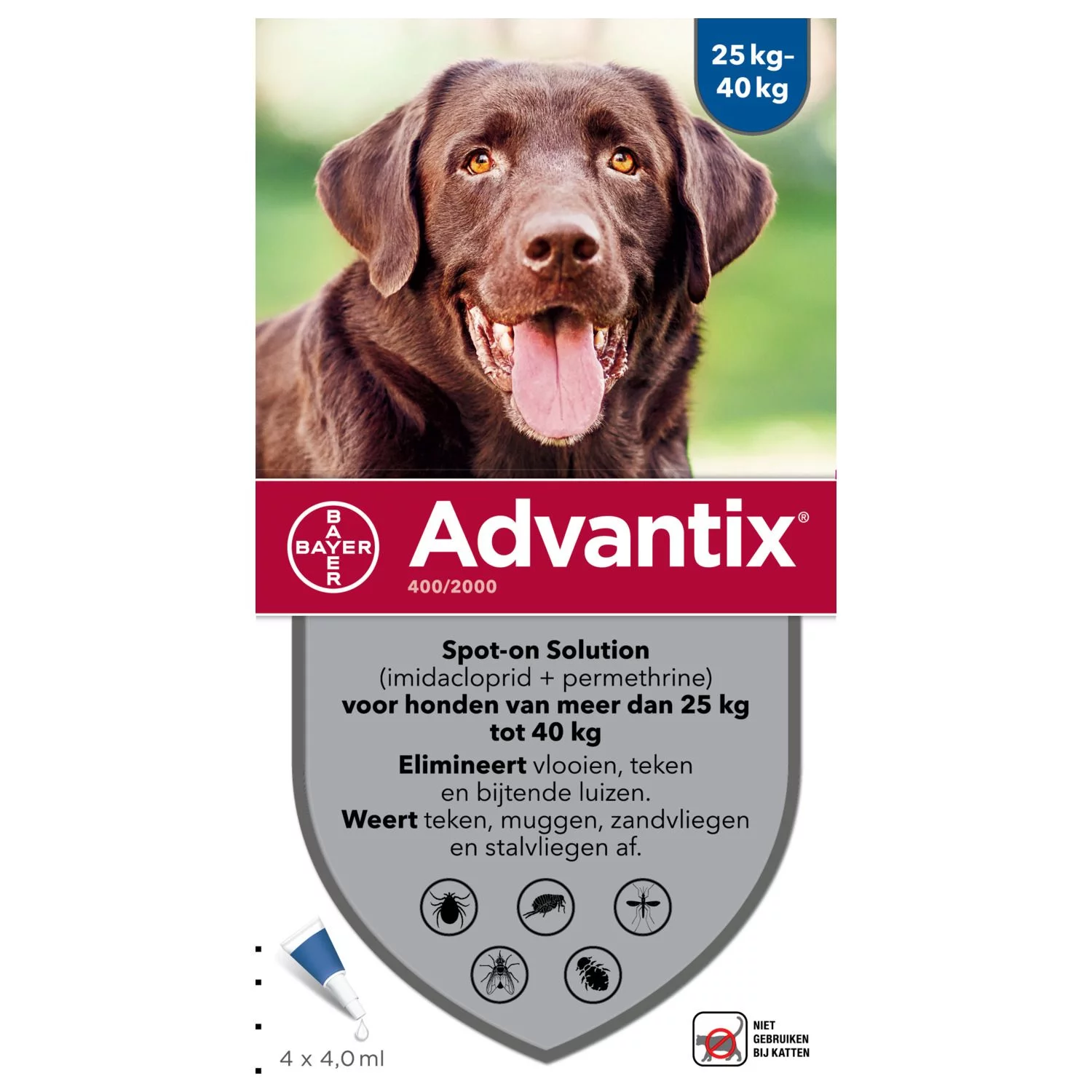 Advantix Spot On 400 4 Ml - Anti Vlooien En Tekenmiddel
