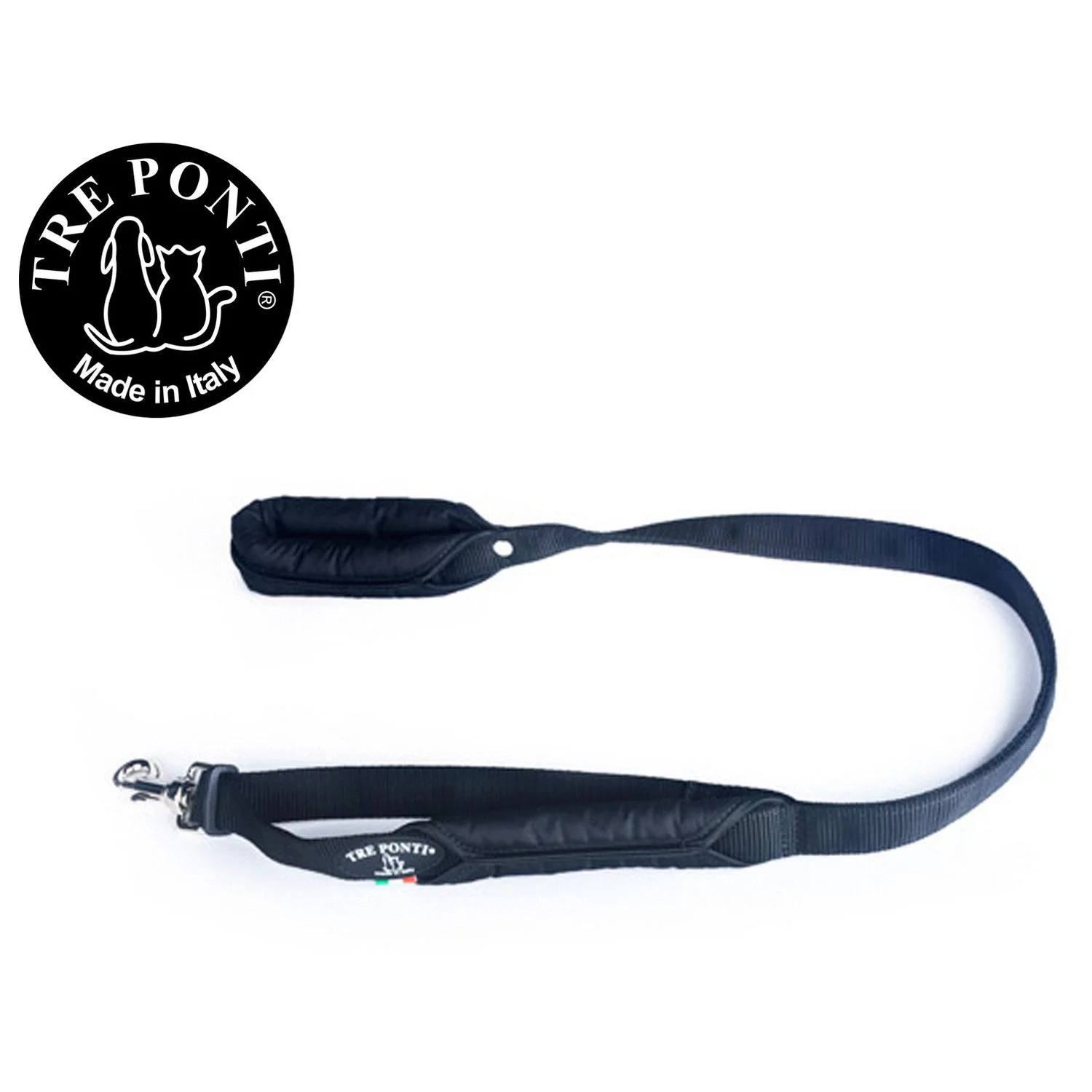 Tre Ponti Primo Powerlijn Reflecterend - Hondenriem - 100 Cm Zwart - Afbeelding 2